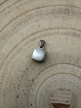 Sterling Silver 925 White Mother-of-Pearl and Turquoise Pendant Pendant Charm